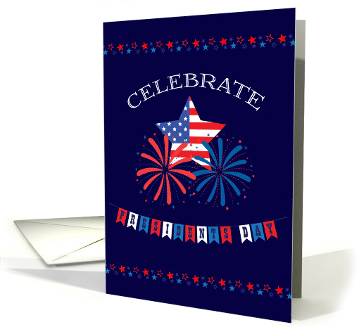 Presidents' Day Patriotic Bunting, Fireworks and Stars card (1595740)