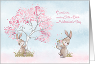 Grandson Valentines Day with Bunnies & Tree with Hearts card