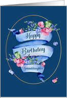 For Granddaughter Birthday Ribbon with Flowers Gold Colored Oval Frame card