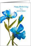 Mothers Day for Sister Blue Watercolor Irises card