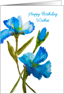 Birthday Wishes Blue Watercolor Irises card