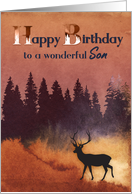 Birthday For Son Wilderness Scene with Deer Silhouette card