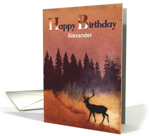 Birthday with Wilderness Scene & Deer Silhouette... (1611806)