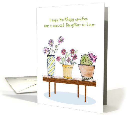 For Daughter in Law Birthday Wishes Watercolor Potted... (1612482)