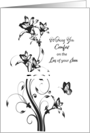 Sympathy for Loss of Son Black and White Floral card