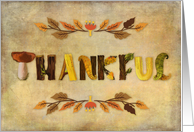 Thanksgiving Autumn Lettering with Foliage on Distressed Grunge Background card
