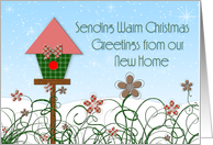 Christmas Birdhouse Address Change card