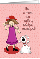 Red Hat Secret Pal with Dog card