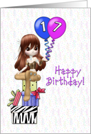 17th Birthday Girl card