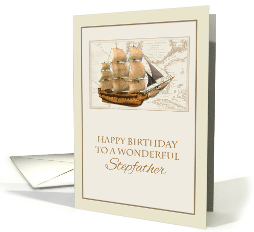 Tall Ship Birthday Stepfather card (438529)