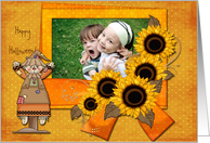 Scarecrow Sunflowers Photo Card