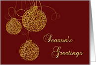 Season’s Greetings, Gold Filigree Christmas Ornaments card