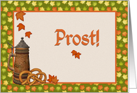 Prost, Beer Stein Autumn Leaves card