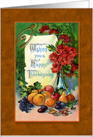 Vintage Thanksgiving, Fruit, Flowers card