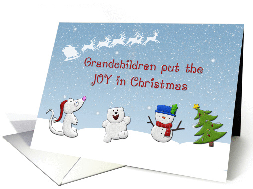 Merry Christmas For Grandchildren, Cute Snow Animals card (869109)