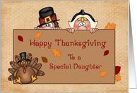 Happy Thanksgiving Daughter, Pilgrims, Turkey card
