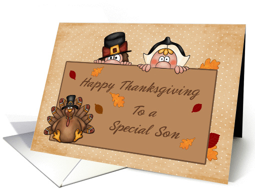 Happy Thanksgiving Son, Pilgrims, Turkey card (872075)