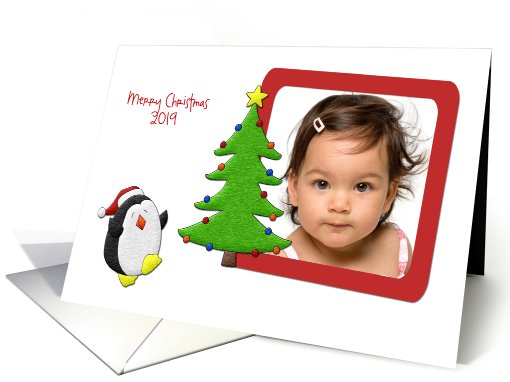 Penquin, Christmas Tree, Holiday Photo card (872869)