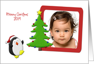 Penquin, Christmas Tree, Holiday Photo Card