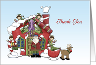 Business Thank You, Santa, Workshop, Elves, Christmas card