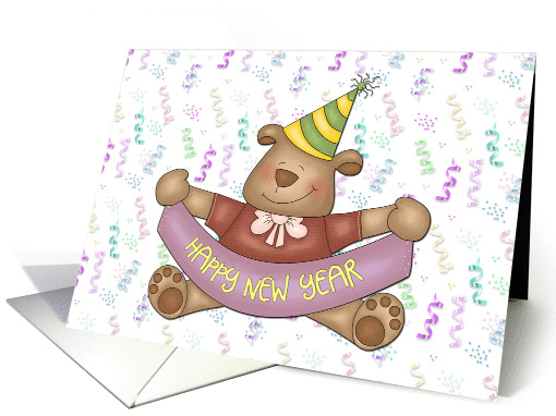 Happy New Year Bear, Streamers card (887036)