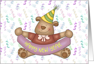 Happy New Year Bear, Streamers card