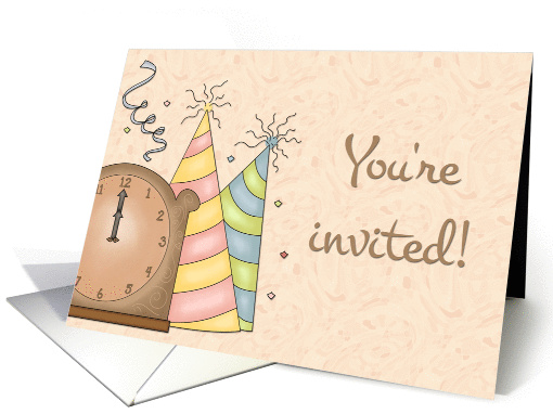 Happy New Year Party Hats, Clock at Midnight Invitation card (887044)