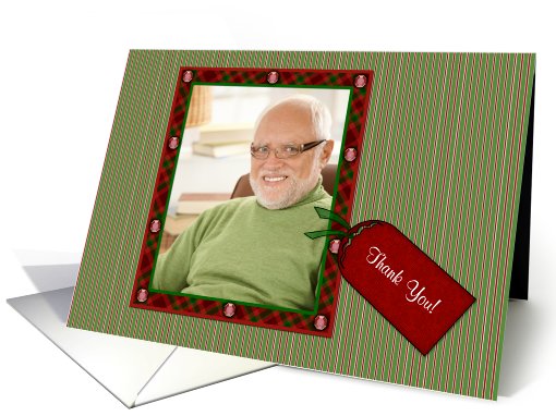 Thank You, Christmas Gift, Plaid Frame, Tag Photo card (888727)