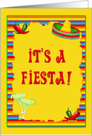 Fiesta, Sombrero, Cocktails, Chili Peppers Invitation card