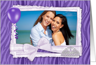 Purple Zebra, Scrap Frame, Tiara Quinceanera Photo Invitation card