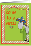 Donkey, Cactus, Stripes Fiesta Invitation card