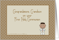 Congratulations, Holy Communion, Grandson, Dark-Skinned Boy card