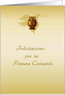 First Communion Chalice, Dove, Spanish Congratulations card