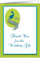 Peacock Teal Green Wedding Thank You Card
