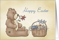 Happy Easter, Teddy Bear, Easter Basket card