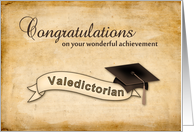 Valedictorian Banner, Mortarboard, Parchment, Congratulations card