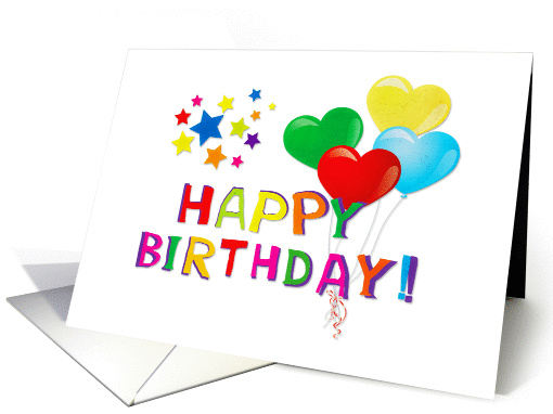 Colorful Happy Birthday, Balloons, Stars card (940672)