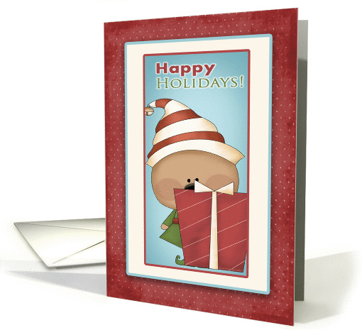 Cute Elf, Gift, Happy Holidays card (942647)