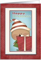 Cute Elf, Gift, Happy Holidays card