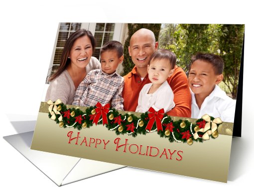 Happy Holidays, Decorated Garland, Christmas Photo card (946543)