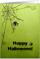 Spider and Web, Green, Halloween card