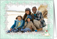 Green, White Snowflakes, Holiday Photo Card
