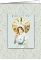 Vintage Woman, New Year Greeting card