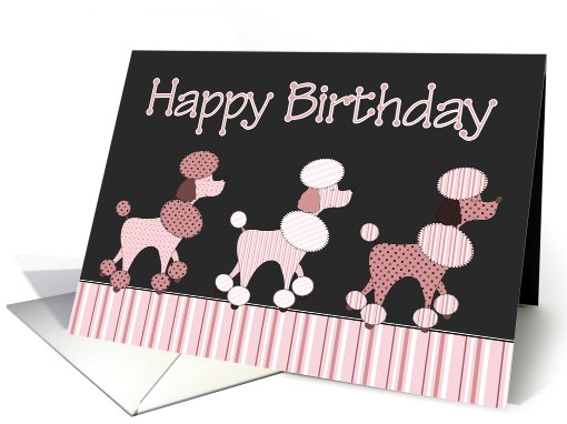 Pink Poodle Birthday card (527456)