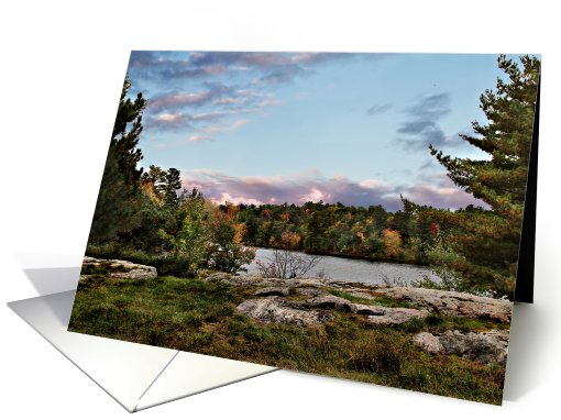 Autumn Fall Forest and Lake, Blank Notecard card (184699)