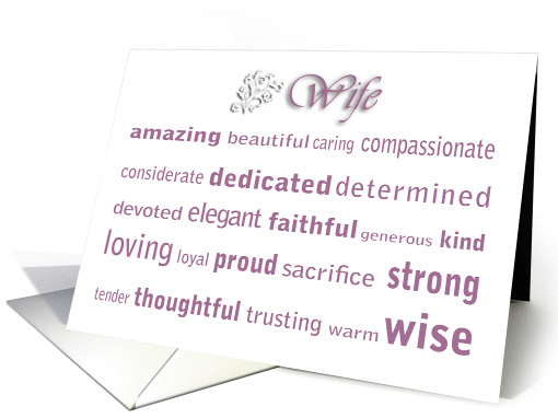 Happy Mother's Day For Wife Word Cloud card (374343)