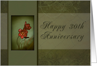 Happy 30th Anniversary, Flower with Green Background card