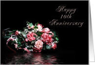 Happy 10th Anniversary, Bouquet of Flowers with Water Reflection card