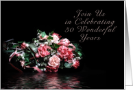 Invitation 50th Wedding Anniversary, Bouquet of Flowers with Water Reflection card