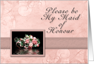 Please be My Maid of Honour, Bouquet of Flowers with Water Reflection card